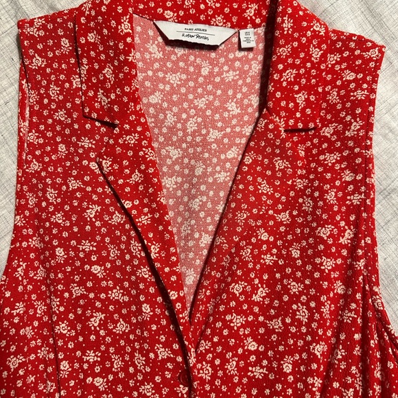 & OTHER STORIES- Red Floral Sleeveless Shirt Dress - Picture 7 of 10
